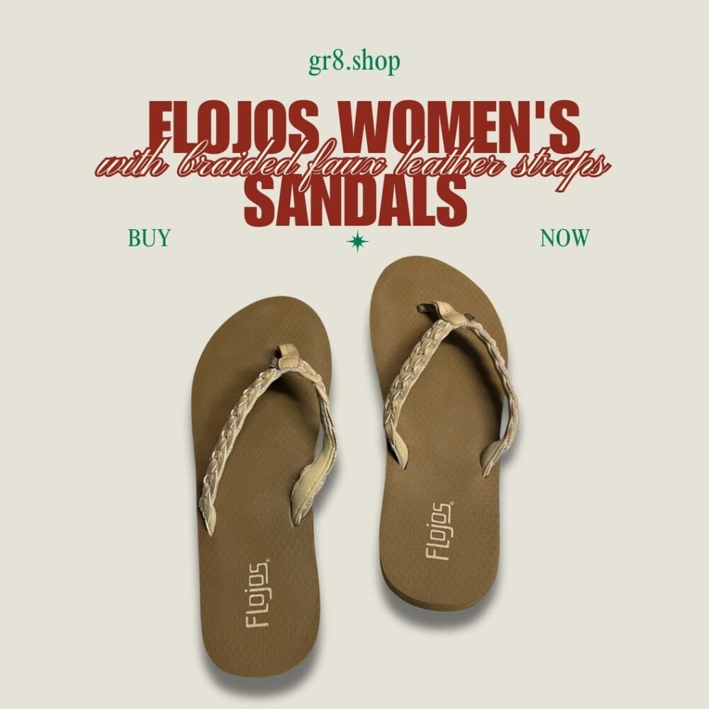 Flojos Womens Braided Faux Leather Strap Sandals Size 9 Brown Lightweight & Dura